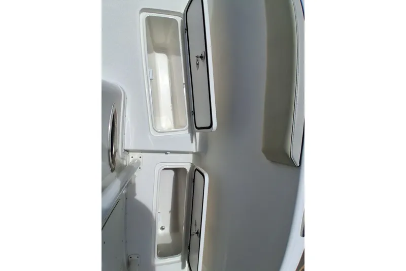 Slide: The Image of 2020 Century 3200 Center Console boat interior storage compartments. - 21