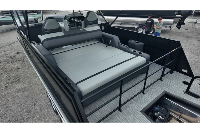 Slide: The Image of 2027 Viaggio X22S pontoon boat with spacious seating and modern design. - 10