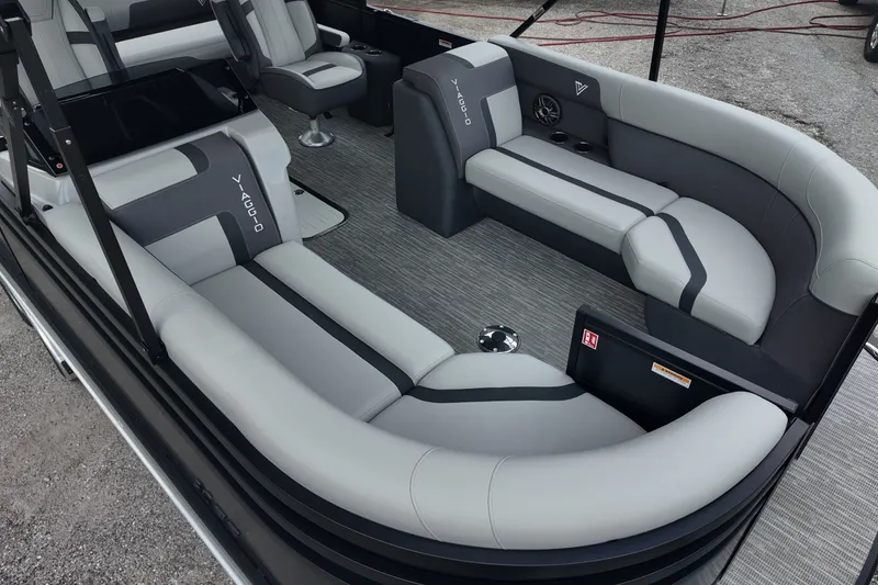 Slide: The Image of Luxurious interior of 2027 Viaggio X22S pontoon boat with stylish seating arrangement. - 6