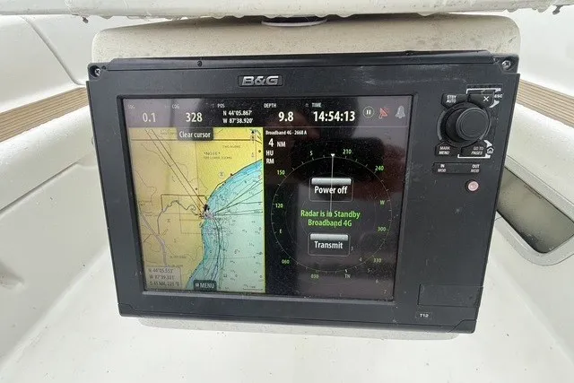 Slide: The Image of B&G navigation system on 2008 Beneteau Oceanis 46 sailboat, displaying radar and map. - 19