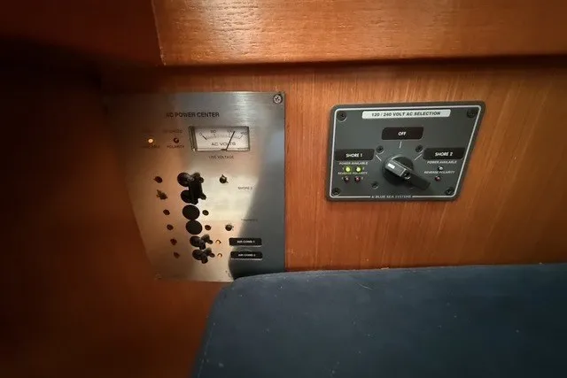 Slide: The Image of Electrical control panel on a 2008 Beneteau Oceanis 46 sailboat. - 44