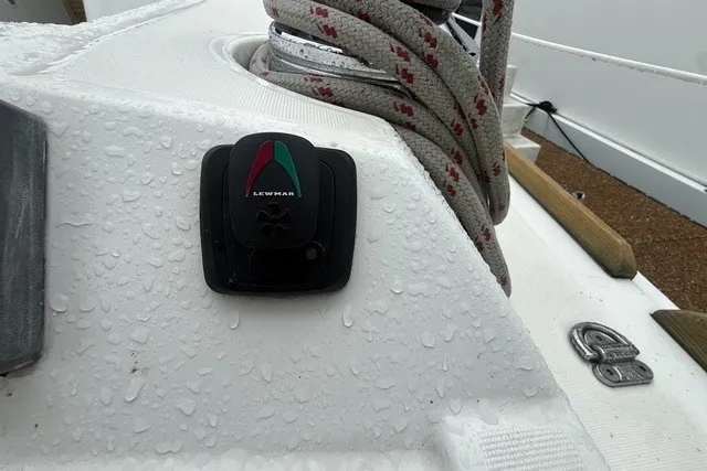 Slide: The Image of Wet deck of 2008 Beneteau Oceanis 46 with Lewmar equipment and coiled rope. - 23