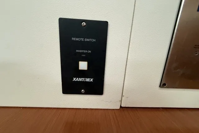 Slide: The Image of Xantrex remote switch on Beneteau Oceanis 46 yacht, 2008 model, inverter control panel. - 43