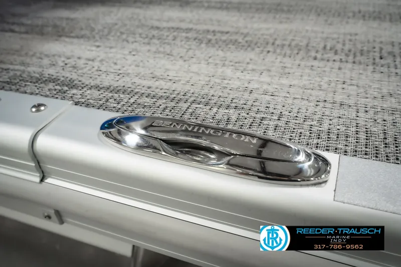 Slide: The Image of Close-up of 2025 Bennington L 25 Quad Bench Bowrider boat detail. - 62