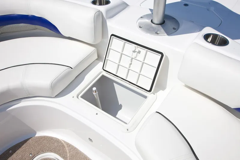 Slide: The Image of Manufacturer Provided Image: 2013 Hurricane SunDeck 187 OB boat interior with open storage compartment. - 9