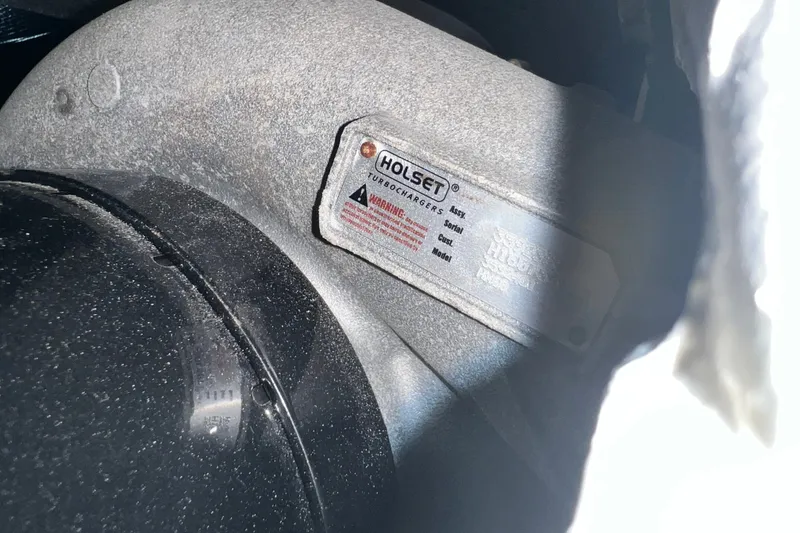 Slide: The Image of Holset turbocharger on 2003 Sea Ray 480 Motor Yacht engine. - 38