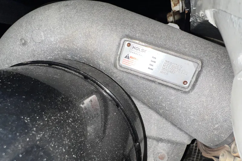 Slide: The Image of Close-up of a Holset turbocharger on a 2003 Sea Ray 480 Motor Yacht. - 39