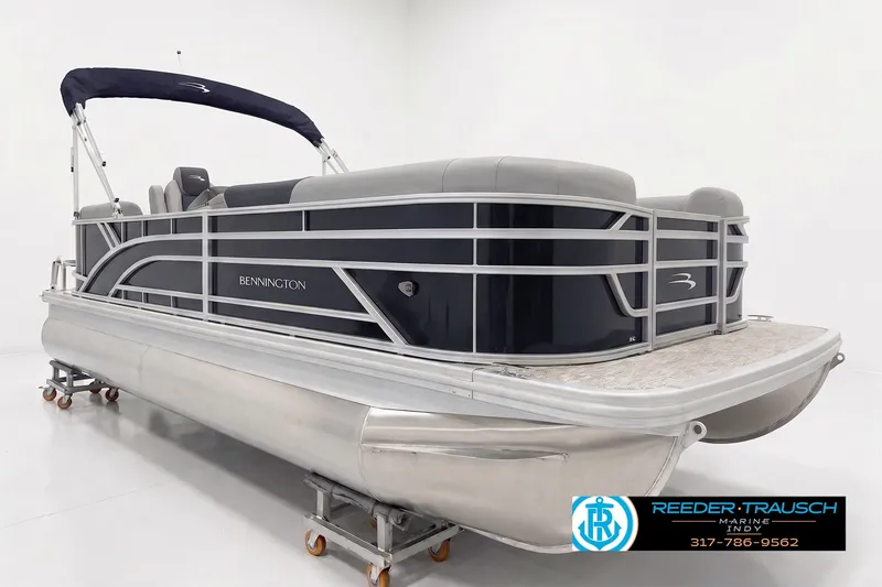 Slide: The Image of 2027 Bennington 21 SSR pontoon boat with sleek design and modern features. - 2