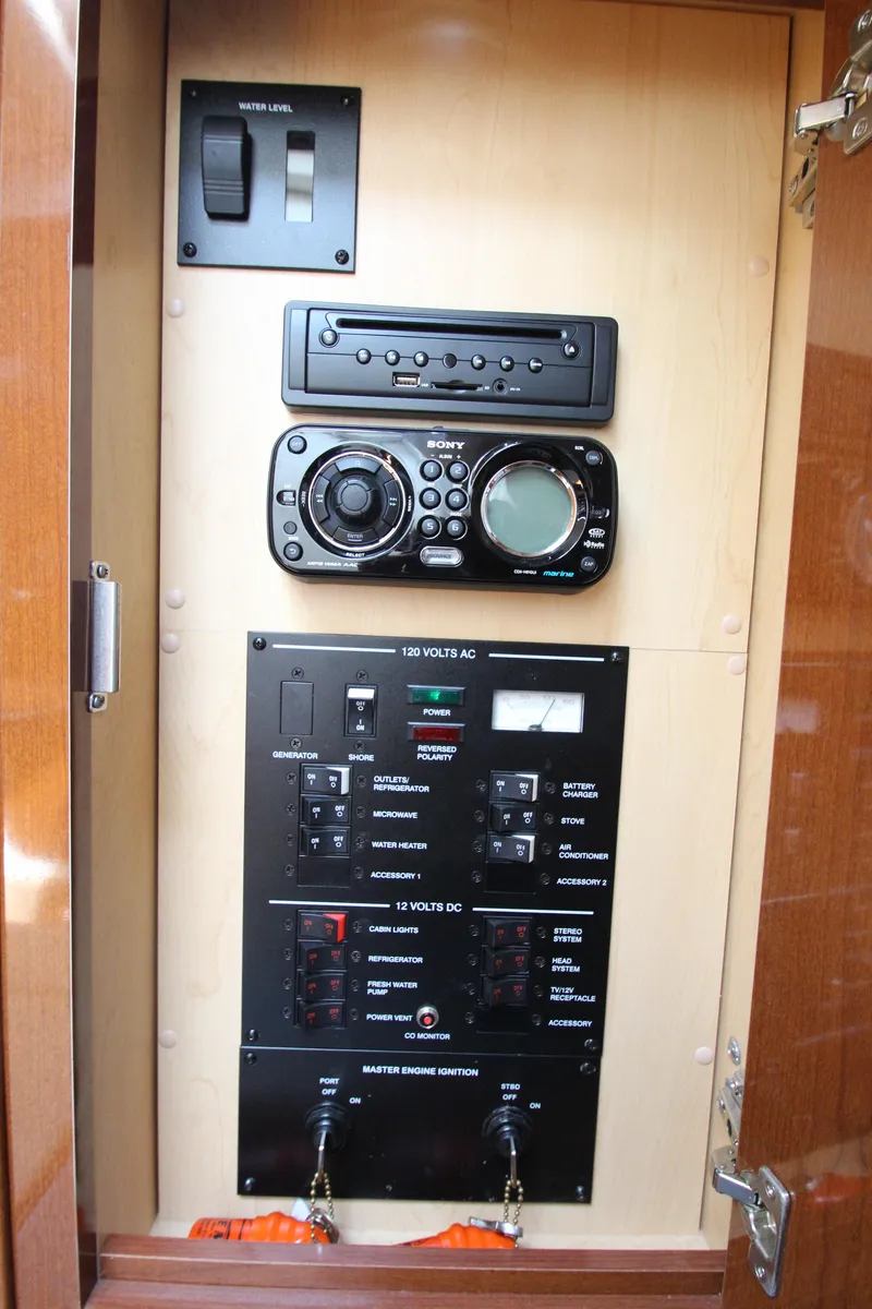 Slide: The Image of Electrical control panel of 2012 Sea Ray 330 Sundancer boat. - 41