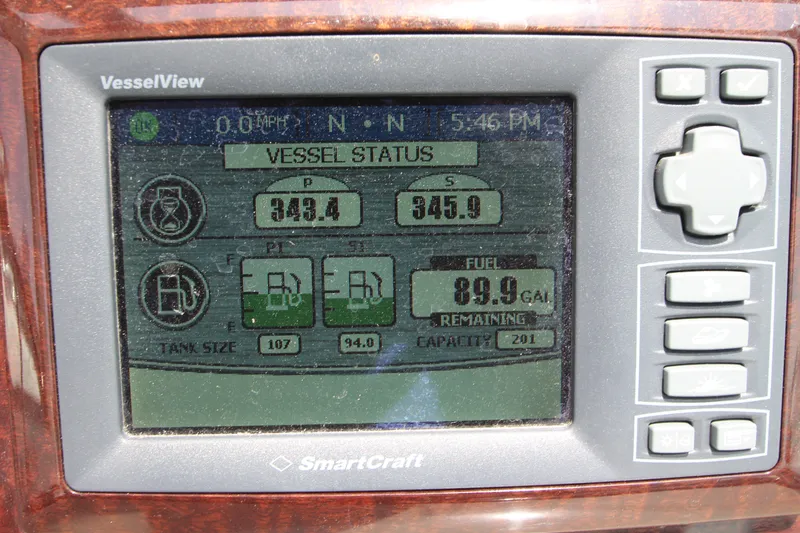 Slide: The Image of Sea Ray 330 Sundancer 2012 SmartCraft VesselView display showing vessel status and fuel levels. - 48