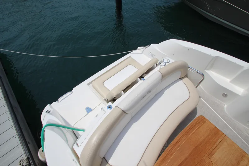 Slide: The Image of 2012 Sea Ray 330 Sundancer boat stern with seating and swim platform. - 7
