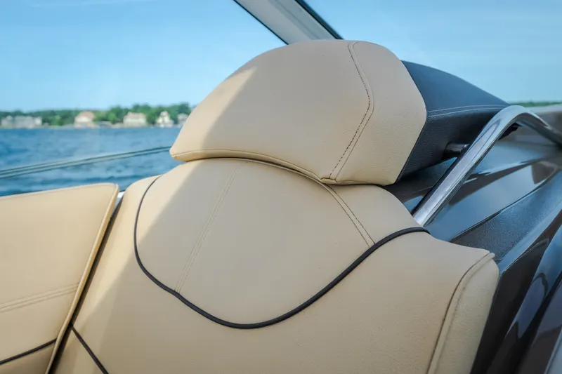 Slide: The Image of Luxurious seating on 2012 Cruisers Yachts 380 Express, with scenic water view. - 69