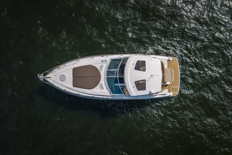 Slide: The Image of Overhead view of 2012 Cruisers Yachts 380 Express on water. - 4