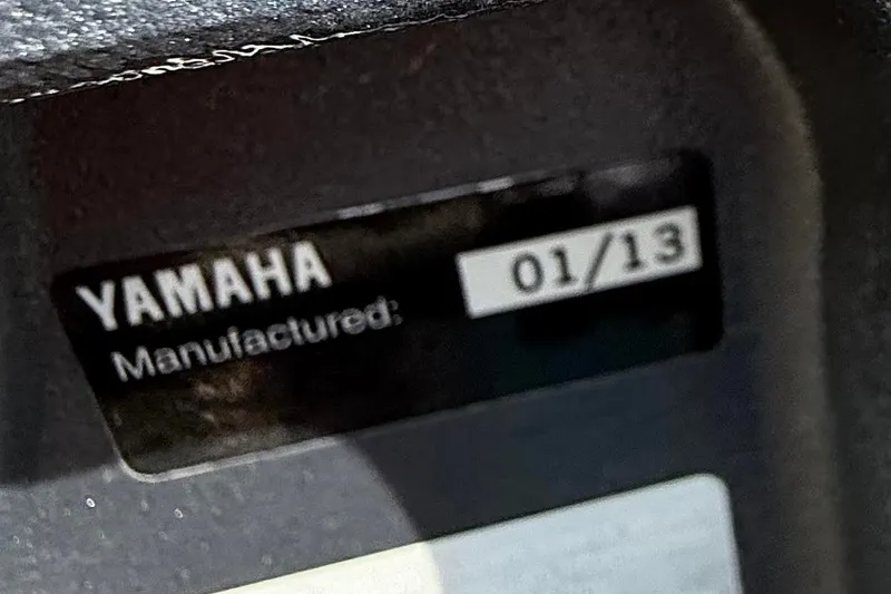 Slide: The Image of Close-up of Yamaha manufacturing label, dated January 2013, on Avalon Paradise Elite 2425. - 14