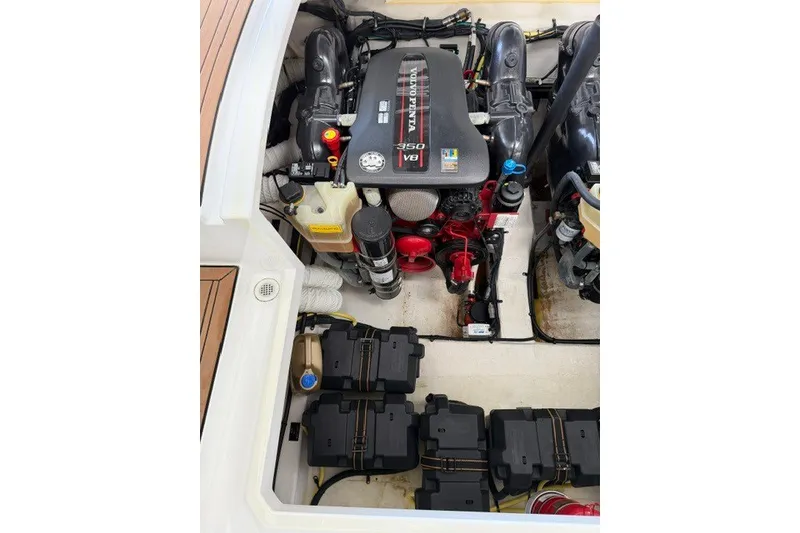 Slide: The Image of Engine compartment of 2015 Cruisers Sport Series 328 with Volvo Penta 350 V8 engine. - 27
