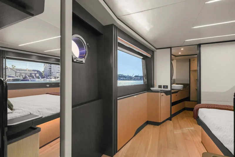 Slide: The Image of Luxurious interior of 2026 Absolute 52 Fly yacht with modern design and spacious cabin. - 40