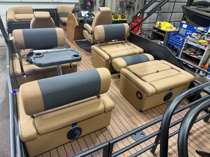 Slide: The Image of Bentley Pontoons Elite 223 Quad Swingback Tritoon 2026 - 26