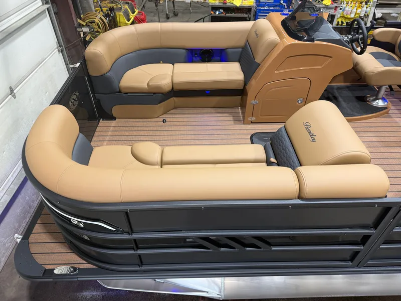 Slide: The Image of Bentley Pontoons Elite 223 Quad Swingback Tritoon 2026 - 2