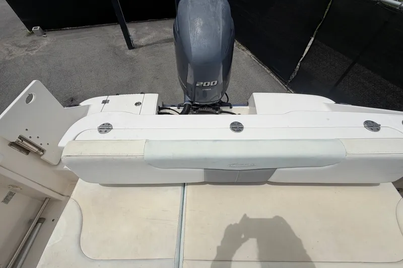 Slide: The Image of 2019 Robalo R222 Center Console boat with Yamaha 200 engine, rear seating view. - 67
