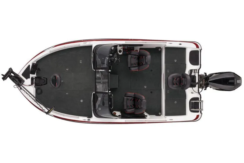 Slide: The Image of Overhead view of a 2019 Nitro ZV19 Pro boat with four seats and an outboard motor. - 12