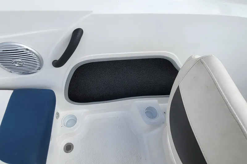 Slide: The Image of Interior of 2022 Tahoe 185 S boat with seating and speaker detail. - 29