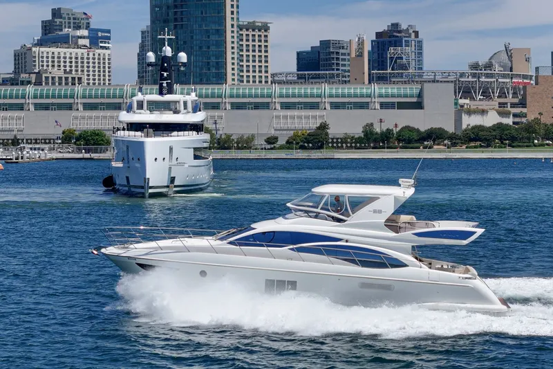Slide: The Image of Azimut 58 yacht cruising in urban harbor, 2010 model. - 28