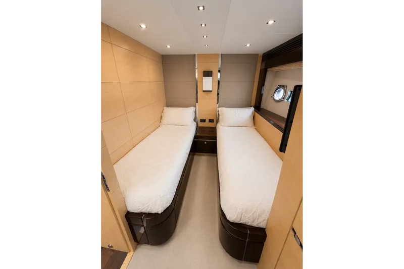 Slide: The Image of Luxurious twin cabin interior on 2014 Sunseeker Predator 68 yacht. - 36