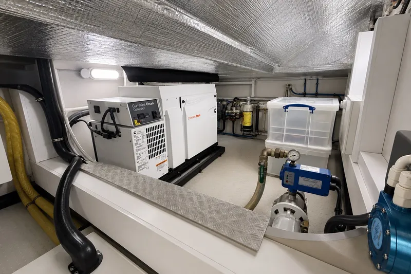 Slide: The Image of Engine room of 2014 Sunseeker Predator 68 yacht with Cummins Onan generator. - 63