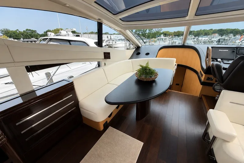 Slide: The Image of Luxurious interior of 2014 Sunseeker Predator 68 yacht with elegant seating and modern design. - 28