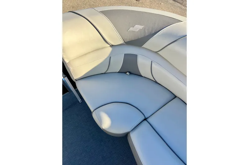 Slide: The Image of 2021 Starcraft EX 20 C boat interior with sleek, modern seating design. - 44