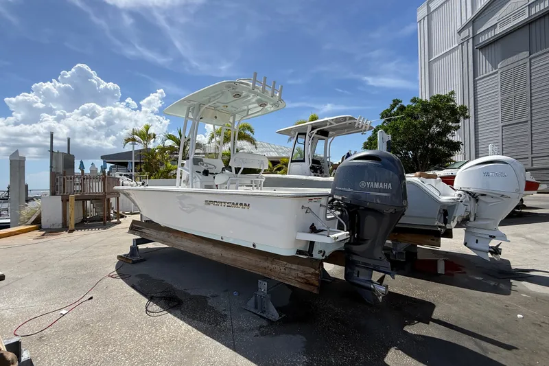Slide: The Image of 2013 Sportsman Masters 227 Bay Boat with Yamaha outboard motor on a sunny day. - 5