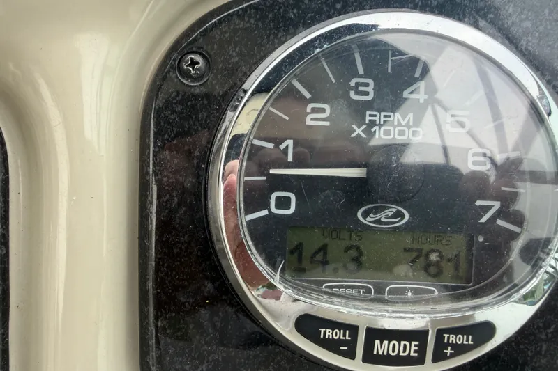 Slide: The Image of Close-up of 2005 Sea Ray Sundancer 260 tachometer showing 781 hours and 14.3 volts. - 17