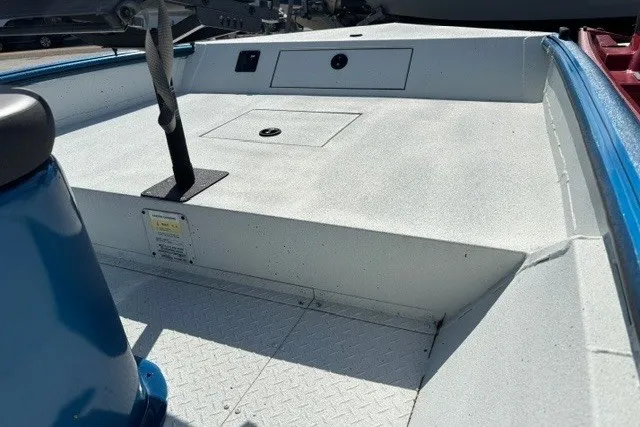 Slide: The Image of 2026 Sea Ark 19 Shadow CC boat deck with storage compartments and seating. - 8