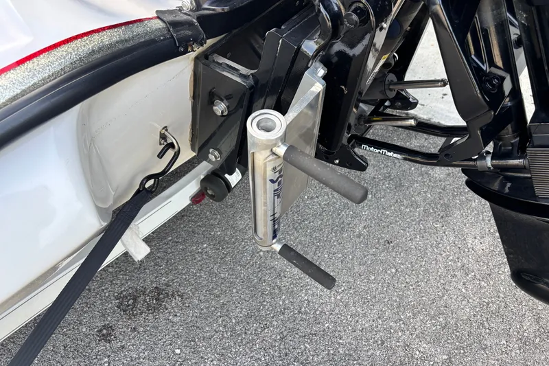 Slide: The Image of Close-up of a 2004 Nitro NX 882 SC boat motor mount and support bracket. - 18