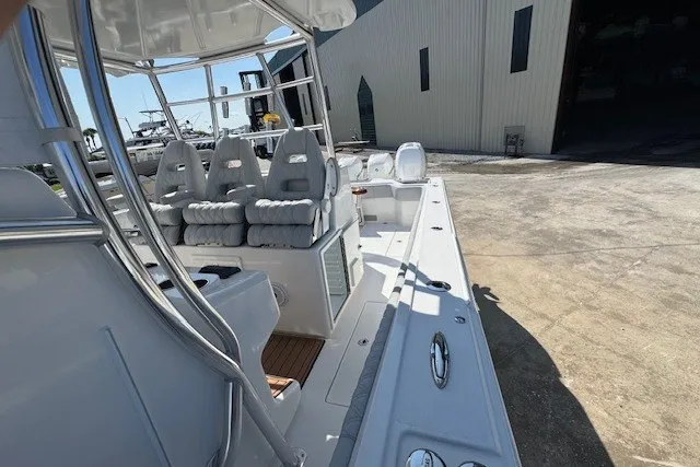 Slide: The Image of 2020 Front Runner 39 Center Console boat with spacious seating and sleek design. - 11