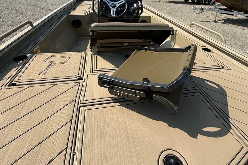 Slide: The Image of 2027 Thor Lake Hammer 1900CC boat interior with foldable seat and hammer design. - 2