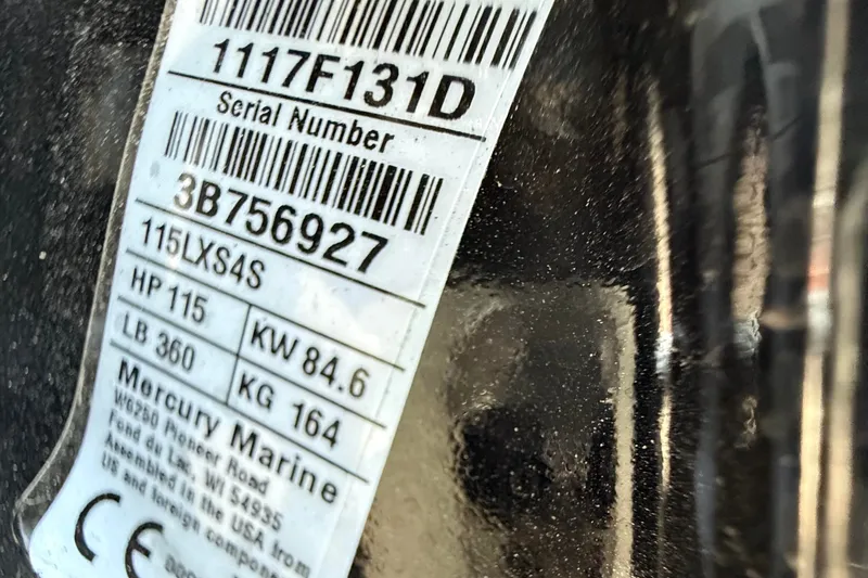 Slide: The Image of Label displaying serial number and specifications for Mercury Marine engine, 2027 Thor Lake Hammer. - 10