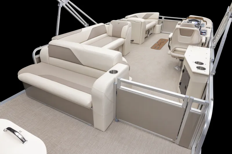 Slide: The Image of 2026 Tahoe Pontoon Cascade Cruise Rear Bench 23 interior, featuring spacious seating and modern design. - 16
