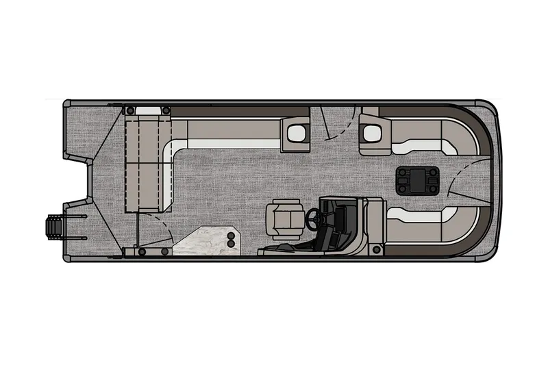 Slide: The Image of Manufacturer Provided Image: 2025 Tahoe Pontoon Cascade Cruise Rear Bench layout, top view, featuring spacious seating and helm. - 18