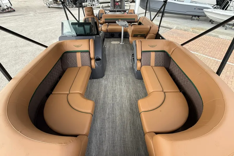 Slide: The Image of Luxurious interior of 2027 Bennington 24 M Fish and Cruise pontoon boat. - 2