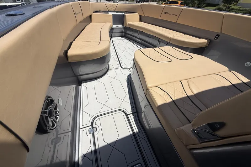 Slide: The Image of Luxurious seating on a 2007 Midnight Express 37 Open boat with stylish flooring. - 15