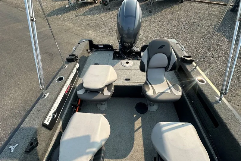 Slide: The Image of 2021 Starweld Fusion 16 DC boat interior with seating and motor. - 7