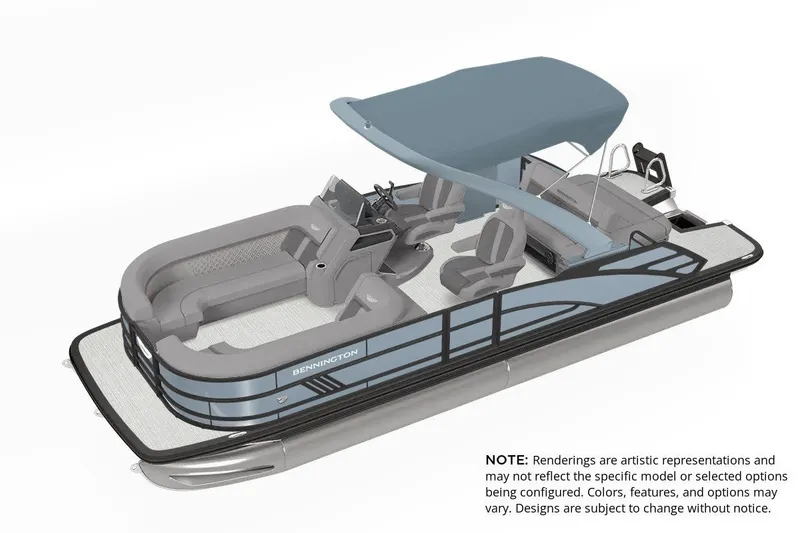 The Image of 2027 Bennington 24 M Center Swingback pontoon boat with sleek design and spacious seating. - 1