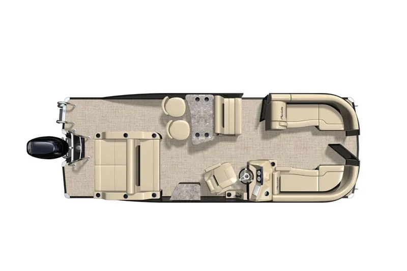 Slide: The Image of Manufacturer Provided Image: Top view of a 2021 Barletta C24UE pontoon boat with beige seating. - 7