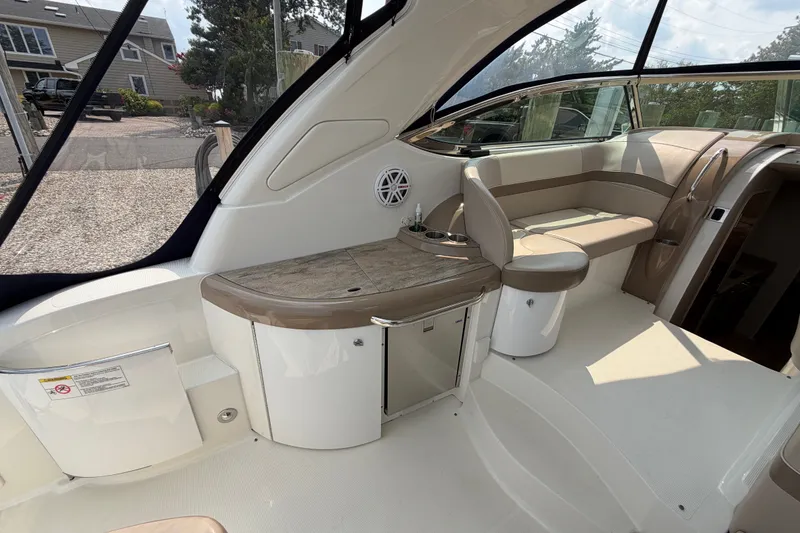 Slide: The Image of 2016 Formula 37 Performance Cruiser interior with seating and sleek design. - 5