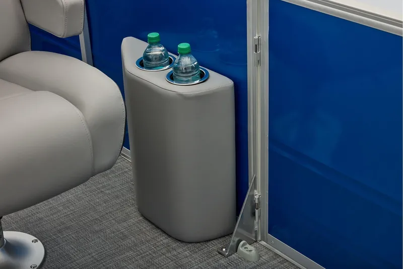 Slide: The Image of Manufacturer Provided Image: Cup holders with water bottles on Sun Tracker Party Barge 22 RF XP3, 2026 model. - 46