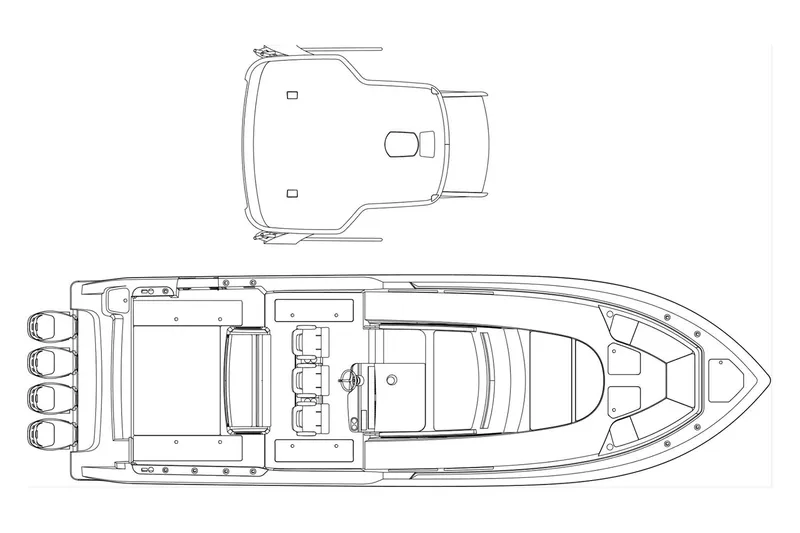 Slide: The Image of Manufacturer Provided Image: Top view blueprint of 2024 Boston Whaler 420 Outrage boat. - 52