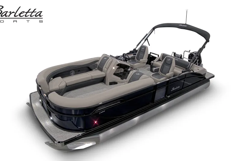 Slide: The Image of 2027 Barletta C24UC pontoon boat with luxurious seating and sleek design. - 9