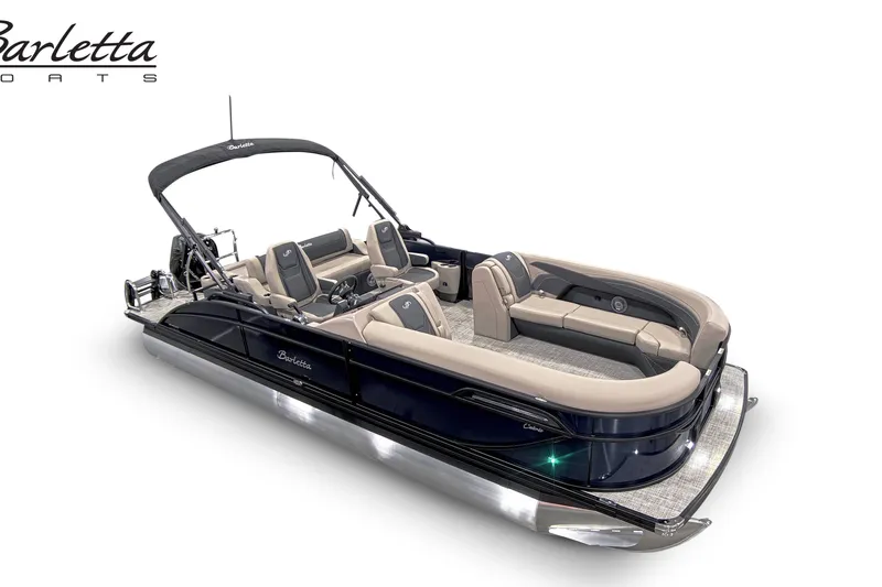 Slide: The Image of 2027 Barletta C24UC pontoon boat with sleek design and luxurious seating. - 12