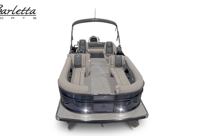 Slide: The Image of 2027 Barletta C24UC pontoon boat with spacious seating and sleek design. - 8
